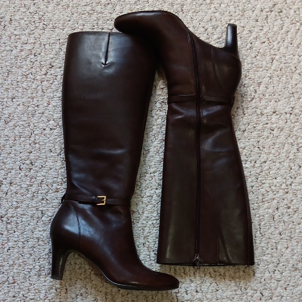 Elegant Brown Leather Knee-High Boots